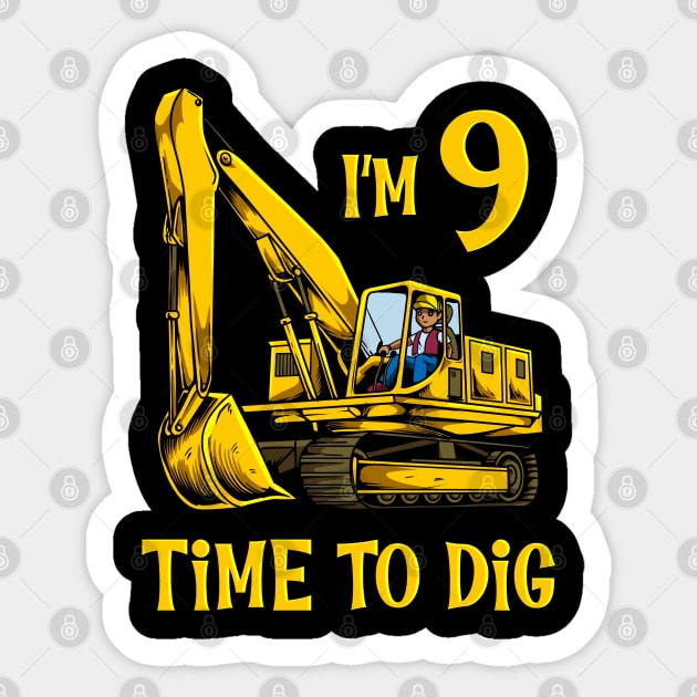 I'm 2 - time to dig - excavator 2 year old birthday Sticker by Modern Medieval Design